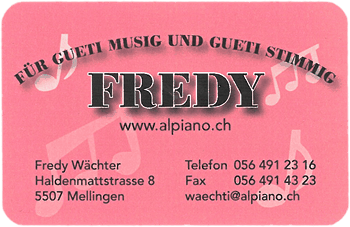Visitenkarte Fredy Wächter, alias Alpiano